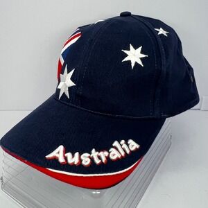 Australia Flag Embroidered Baseball Cap Hat Adjustable Strap Navy Blue Nation